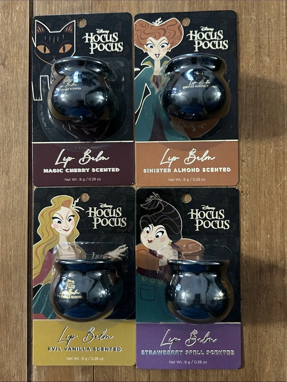 Disney Hocus Pocus themed cauldron shaped lip balms set of 4 NEW